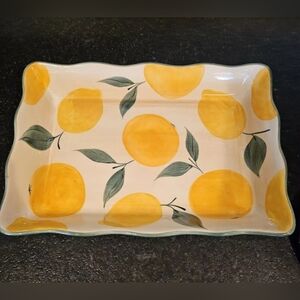Americaware lemon yellow and green casserole rectangular baker by A.Malloy